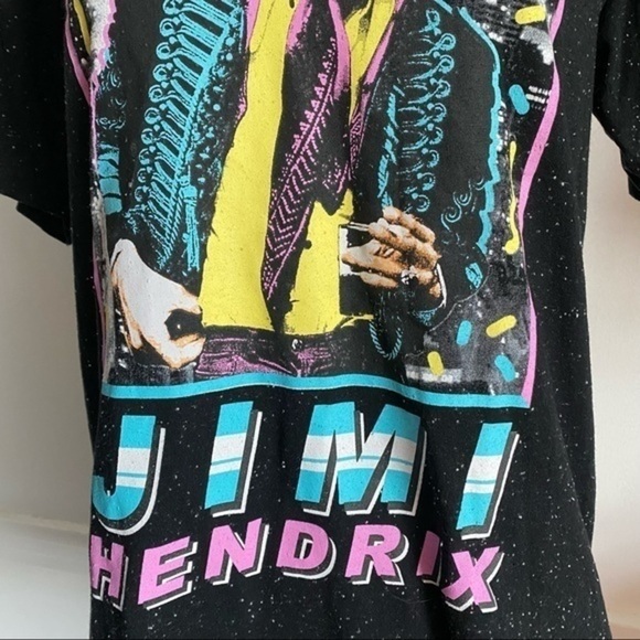 Rockin Artwork • Black Speckled Jimi Hendrix Tee Shirt - Picture 4 of 6